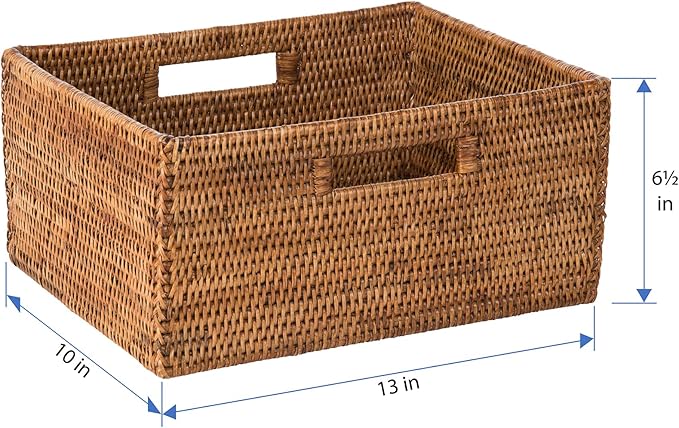 KOUBOO La Jolla Rattan Shelf Handles, Medium, Honey-Brown Storage Basket,