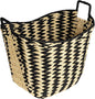 Household Essentials Zigzag Woven Paper Rope Basket, Black and Natural