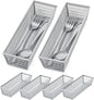 Neudeco Silverware Organizer,Mesh Drawer Organizer for Kitchen，Metal Utensil Organizer for Flatware, Knives, Spoons,Cosmetic (Silver 9 * 3 * 2 inch Pack6)