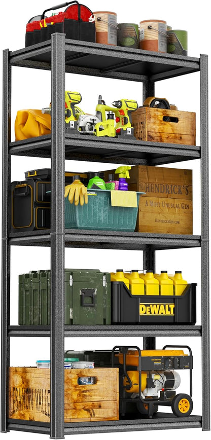Heavy Duty Garage Shelving Unit, 5-Tier Adjustable Metal Storage Shelves, 3000LBS Utility Rack Shelf for Garage & Basement,Tool Organization, Warehouse, Pantry Closet, Kitchen, 35.5" W, Black
