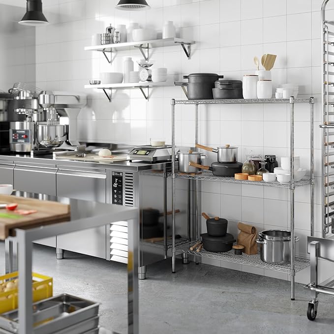 14" Deep x 42" Wide x 54" Height Wire Shelving Kit | 3-Tier | NSF Commercial Storage Rack Unit