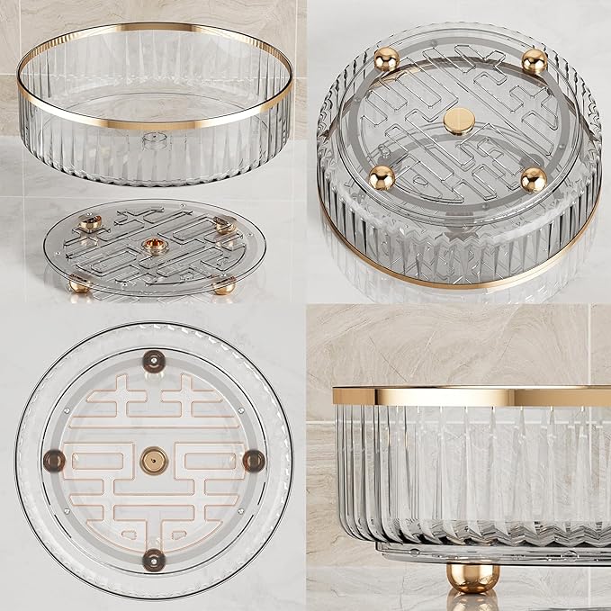 Clear Lazy Susan Pantry Organizers and Storage, 11” Turntable Organizer, Rotating Storage Rack for for Kitchen, Pantry,Cabinet, Dining Table,Fridge,Countertop,Vanity,Food Storage