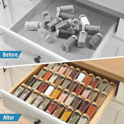 Suneerplay Spice Drawer Organizer 8 Tier, Acrylic Seasoning Organizer Rack, Clear Spice Rack Tray, Kitchen Seasoning Jars Drawers Insert (Jars Not Included/Expandable From 9" to 18")