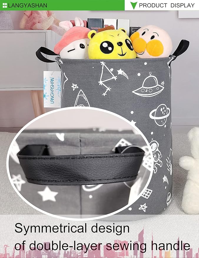 Storage Bin, Canvas Fabric Collapsible Organizer Basket for Laundry Hamper,Toy Bins,Gift Baskets, Bedroom, Clothes,Baby Nursery (Space Universe)