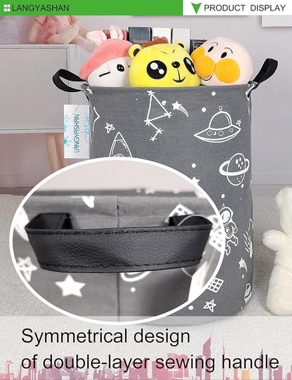 Storage Bin, Canvas Fabric Collapsible Organizer Basket for Laundry Hamper,Toy Bins,Gift Baskets, Bedroom, Clothes,Baby Nursery (Space Universe)