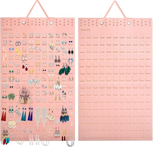 Hanging Earrings Organizer, Earring Holder Holds Up To 330 Pairs, Felt Earring Organizers and Storage, Wall Earring Holder Earring Display for Women Girls -1 Pack (Earring Organizer-Pink)