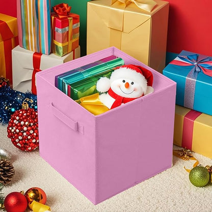 ShellKingdom Storage Bins, Foldable Fabric Storage Cubes And Cloth Storage Organizer Drawer For Closet And Toys Storage, 13 X 13 X 13 INCH, 2 Pack (Pink)