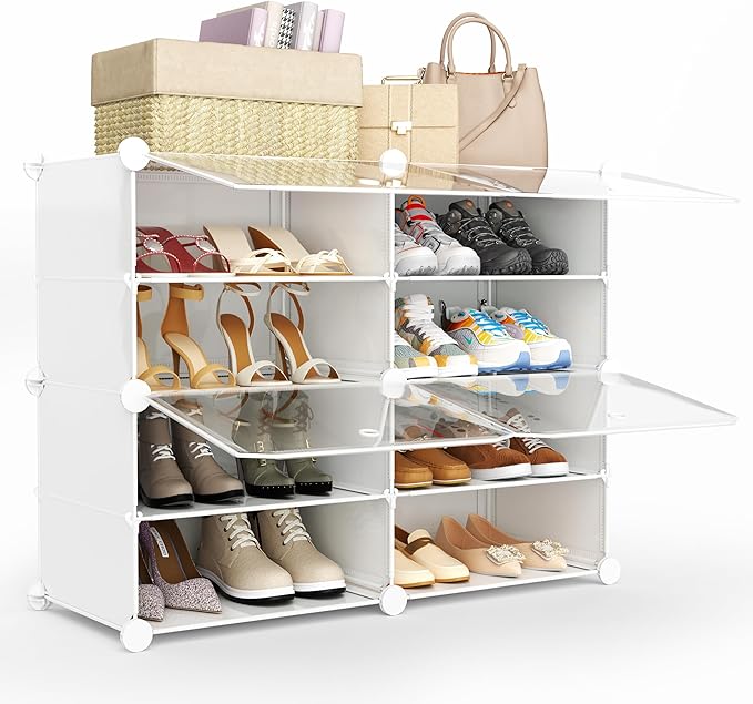 Shoe Storage,8 Tier Shoe Rack Organizer for Closet Shoe Cabinet with Door Shoe Shelves for Closet,Entryway,Hallway,Bedroom