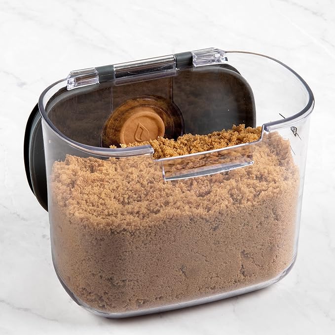 ProKeeper+ by Progressive International Clear Plastic Airtight Food Baker's Kitchen Storage Organization Container Canister Set with Magnetic Accessories (Brown Sugar 1.4-Quart)