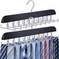 Tie Rack Hanger for Closet 20 Foldable Hooks, 2 Pack Wooden Non Slip Large Capacity Space Saving Tie and Belt Organizer with 360° Rotating Hooks for Tank Tops Bras Scarves Hat