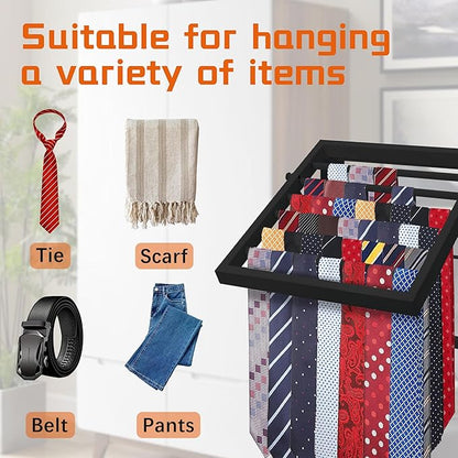 Tie Organizer for Men, Tie Organizer up to 54 Ties, Metal Tie Racks for Men Closet, Tie Holders for Closet, Tie Rack Wall Mounted, Suitable for Ties, Scarves and Belts Organization (Black)