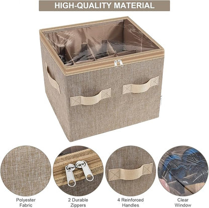 Moteph Shoe Organizer for Closet - Shoe Storage Organizer for Closet Organization with Clear Cover & Adjustable Dividers, Shoe Rack & Basket - (Light Brown, Small - 12 Pairs)