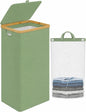 iEGrow Laundry Basket with Lid, 110L Large Laundry Hamper with Banboo Handle, Dirty Clothes Hamper with Removable Inner Bag for Laundry Room Organization- Green
