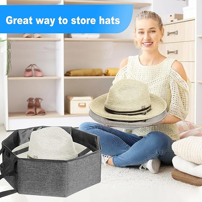 Hat Storage Box,Hat Boxes for Women Storage,Cowboy Hats Holder for Travel,Wide Brims Hat Carrier Case,Stuffed Animal Toy Organizer,Hat Box Closet Organizers and Storage,Hat Boxes for Men