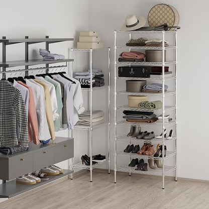 21" Deep x 30" Wide x 86" Height Wire Shelving Kit | 10-Tier | NSF Commercial Storage Rack Unit