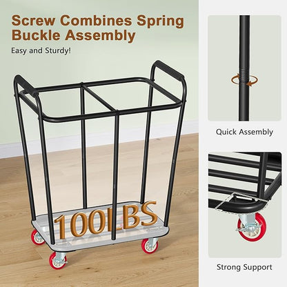 Hoctieon 2 Section Laundry Sorter Cart, 300L Rolling Hamper with Wheels, Industrial Laundry Basket Organizer, Large Dirty Clothes Hamper for Home & Hotel, Heavy Duty, Black