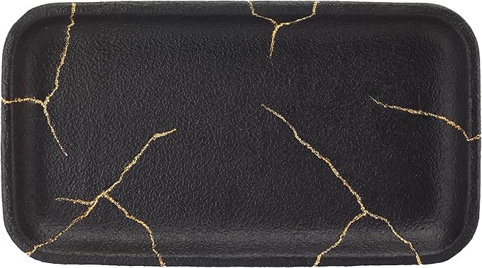 Nicole Miller - Vanity Tray, Resin Countertop Accessories, Dorm Room Essentials (Sydney Collection, Black/Gold)