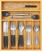 Lifewit Silverware Drawer Organizer, Utensil Tray for Kitchen, Flatware and Cutlery Holder, Storage for Spoons Forks Knives, 33 x 42cm, Natural