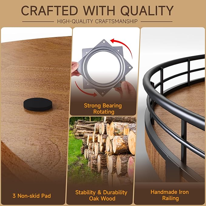 21" Lazy Susan Turntable, Wooden Organizer for Dining Table, Pantry, Kitchen, Countertop, Cupboard,Home Decor, Walnut