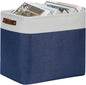DULLEMELO Large Storage Basket 17"x12"x15",Fabric Organizer Bin for Storage Clothes, Toys, Books,Storage Bin with Handles for Bedroom, Closet, Nursery (White&Blue,1 Pack)