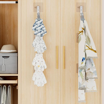 SWTYMIKI Hat Organizer for Baseball Caps - 2 Pack Hat Rack for Wall with Strong Adhesive and 10 Clips, Storage Display Holds up to 20 Caps for Bedroom, Closet, Two Mounting Option（Silver）