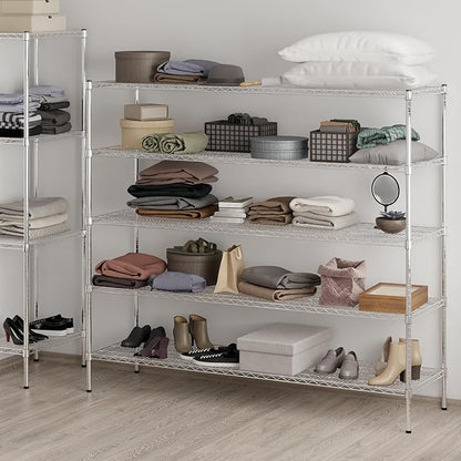 21" Deep x 72" Wide x 64" Height Wire Shelving Kit | 5-Tier | NSF Commercial Storage Rack Unit
