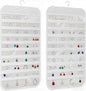 Hanging Jewelry Organizer Pockets Canvas Double Sided Rotating Hanger Necklace Hanging Wall Organizer Jewelry Roll for Earrings, Necklaces,Sunglasses,rings (80-Pocket WHITE)
