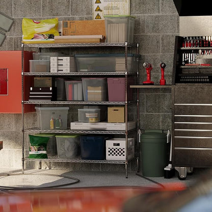 24" Deep x 54" Wide x 64" Height Wire Shelving Kit | 5-Tier | NSF Commercial Storage Rack Unit