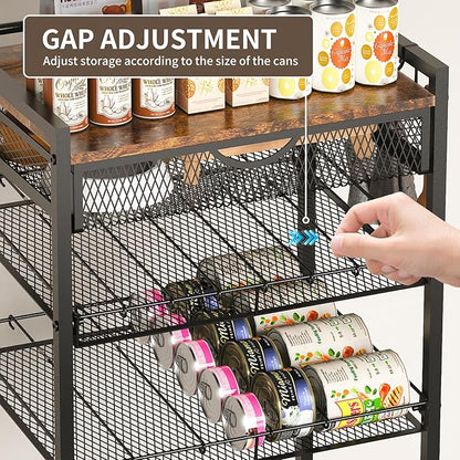 Cat Food Organizer，Multi-Functional Canned Food and Cat Bed Rolling Storage Cart,Manually Adjust The Gap Size，Store Suitable Can Sizes，Used for Jar Food & Cat Food Dispenser Rack