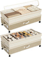 Kitstorack 2Pack Height-adjustable Under Bed Storage with Wheels, Under Bed Storage Containers,Under Bed Shoe Storage Organizer with Clear Window&Label, Suitable for Clothes Storage, Beige & Linen