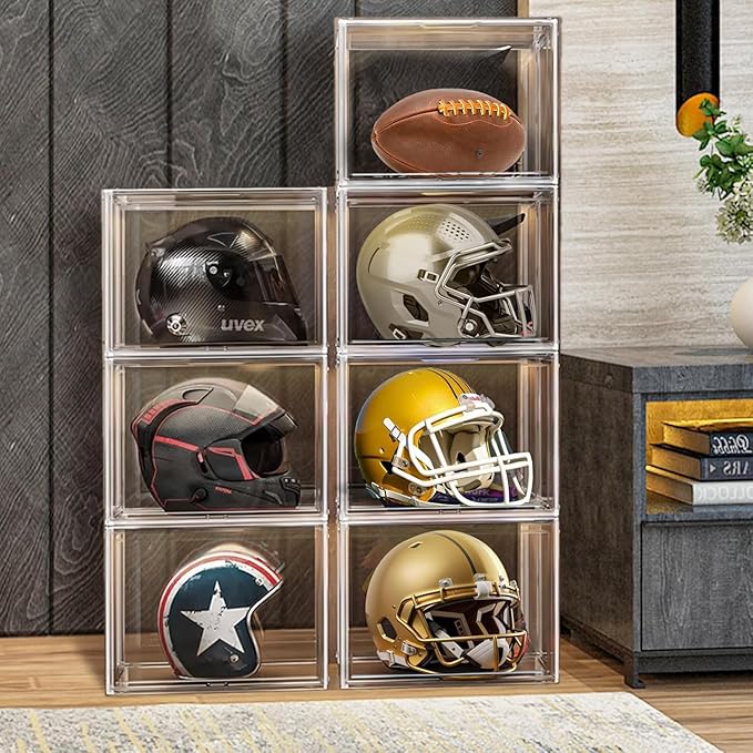 1 Pack 17''x13''x13'' Clear Big Shoe Display Case, XXX-Large Extra Large Acrylic Display Case with A Divider Stackable Boot & Shoe Boxes Large Showcase for Helmet, Figures Collectibles