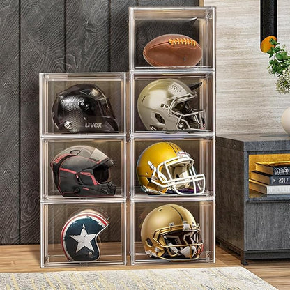 1 Pack 17''x13''x13'' Clear Big Shoe Display Case, XXX-Large Extra Large Acrylic Display Case with A Divider Stackable Boot & Shoe Boxes Large Showcase for Helmet, Figures Collectibles