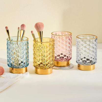 Makeup Brush Holder Organizer,Toothbrush Holders,Desk Pen Pencil Holder,Multifunctional Vintage Glass Brush Cup（A46-3-US）