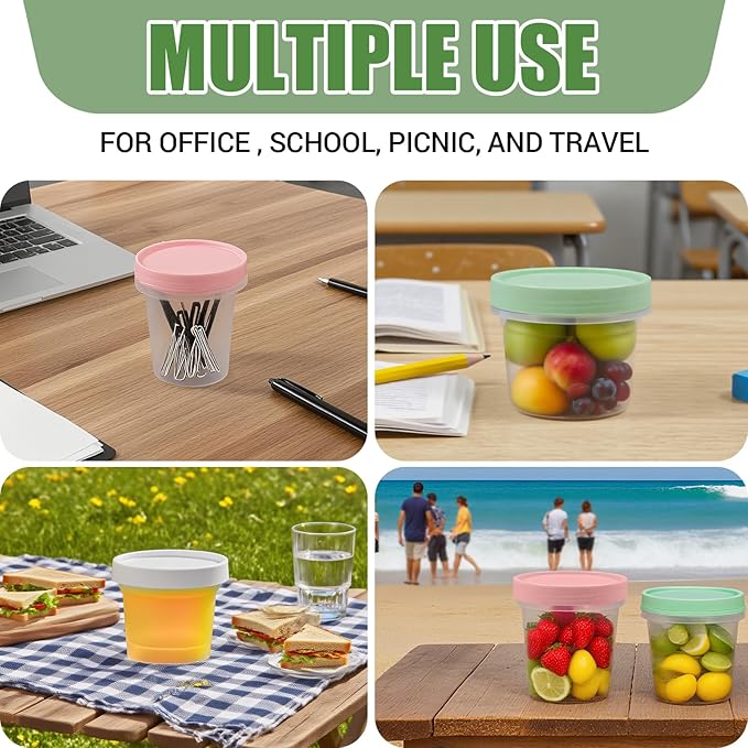 6 Pack 10oz Food Storage Containers, Plastic Containers with Twist Top Lid, Reusable Dishwasher Freezer Safe Airtight, Takeout Container - Ideal for Soup and More