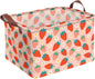 Strawberry Storage Basket Waterproof Canvas Toy Storage Bin Strawberry Shortcake Room Decor Collapsible Outdoor Basket with Leather Handles Blanket Baskets For Closets,Bedrooms,Gifts Baskets