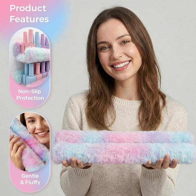 Care&More YJ 15 Inch Nail Polish Shelves, 4-Pack Fuzzy Display Nail Polish Rack for Storing Nail Bottles, Sunglasses, Essential Oils, Plush Soft (Purple)