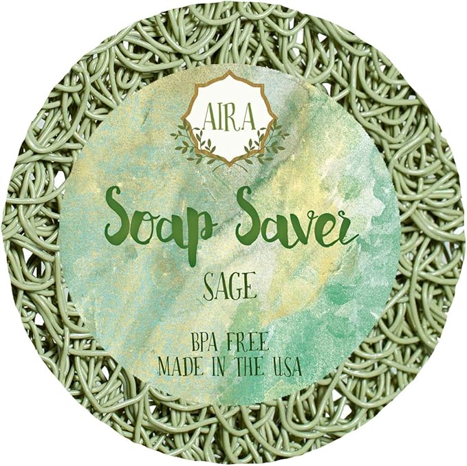 Aira Soap Saver - Soap Dish & Holder - BPA Free Shower & Bath - Drains Water, Extends Soap Life - Fits All Sets - Round Sage