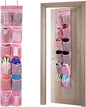 GOMAJI Over the Door 12 Pocket Hanging Shoe Organizer, Pink
