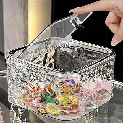 Chic Transparent Hair Accessory Organizer,Portable Flip-Top Hair Tie Organizer,Vanity Container (Gray,M)