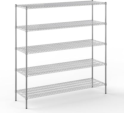 21" Deep x 72" Wide x 74" Height Wire Shelving Kit | 5-Tier | NSF Commercial Storage Rack Unit
