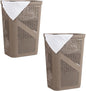 Mind Reader 60L Slim Laundry Hamper, Clothes Basket, Lid, Ventilated, Plastic, Set of 2, Tan