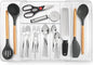 Masirs Expandable Utensil Drawer Organizer - BPA-Free Plastic Clear Silverware Tray with Multiple Compartments - Non-Slip Cutlery Storage for Kitchen, Bathroom, or Office Drawers (Clear)