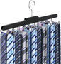 Tie Rack Hanger for Closet Fitnice Upgraded Non Slip Tie Holder Organizer Space Saving with 20 Foldable Hooks Wooden Belt Hanger for Tank Tops Bras Cami Scarves,Black