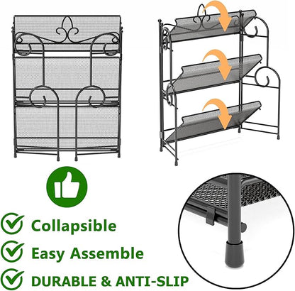 YIUKEA Bathroom Organizer Countertop - 3 Tier Spice Rack Organizer, Counter Organization and Storage for Bathroom, Kitchen, Bedroom, Offices, Foldable