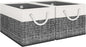 Fab totes Storage Bins 2-Pack, Foldable Storage Baskets for Organizing Toys, Books, Shelves, Closet, Large Storage Box with Rope Handles, Sturdy Organizer Bins, White & Black