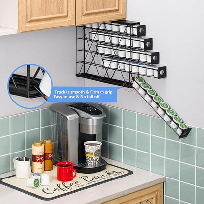 K Cup Holders for 5 Tier, 40 Pods K Cup Storage, Coffee Pod Holder for Countertop, K Cup Organizer Coffee Bar Accessories Black Metal