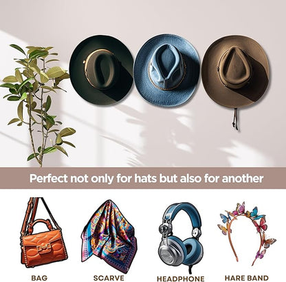 3 Inch Adhesive Hat Hooks for Wall(20-Pack), Cowboy Hat Rack, Strong Hold Hat Hangers, No Drilling, Hat Holder Organizer for Walt, Door, Closet