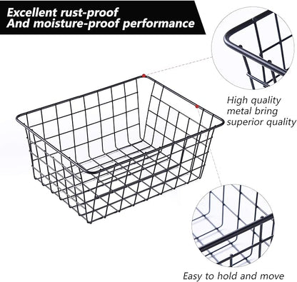 Wire Baskets for Organizing Household 4 Pack Pantry Baskets For Storage Pantry Wire Black Metal Storage Bins
