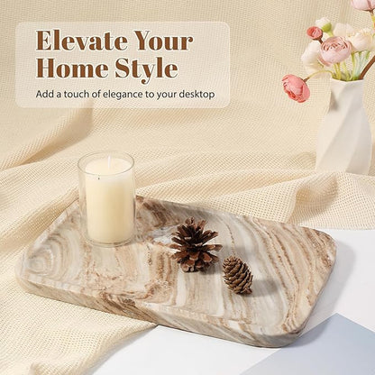 Koville Marble Tray, 12"x8" Natural Marble Vanity Tray for Countertop Bathroom Kitchen Dresser, Decorative Catchall Trays for Perfume Jewelry, Rectangular Stone Serving Tray（Palissandro）