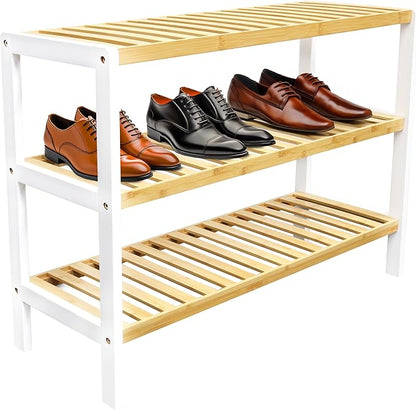 RoyalHouse Bamboo Shoe Rack, 3-Tier Shoe Organizer, Perfect Free Standing Shoe Rack for Living Room, Closet, Entryway, Bedroom
